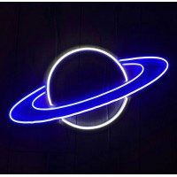 Uzay Gezegen Uranüs Dekoratif Neon Led Tablo, Neon Duvar Tabela
