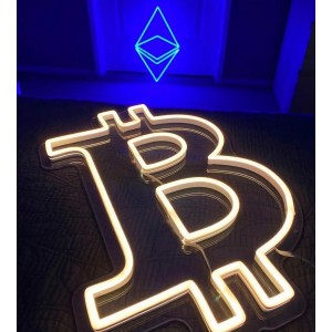 Bitcoin Logolu Dekoratif Neon Led Tablo, Neon Duvar Tabela