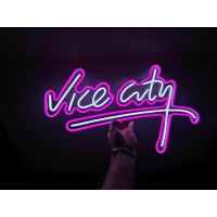 Vice City Dekoratif Neon Led Tablo, Neon Duvar Tabela