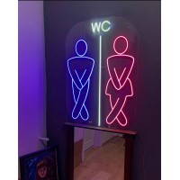Bay Bayan WC Dekoratif Neon Led Tablo,WC Neon Duvar Tabela