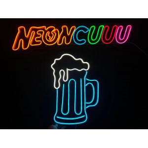 Bar Bira Köpüklü Kupa Dekoratif Neon Led Tablo, Neon Duvar Tabela