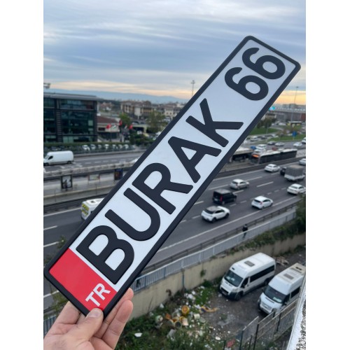 Galeri Özel Plaka, İsimli Dekor Araç Plakası, Kişiye Özel 3d Kabartma Metal Plaka (Kırmızı TR)