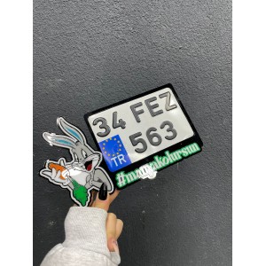 Bugs Bunny Kişiye Özel Tasarım Pleksi Motosiklet Plakalık (12x18cm)